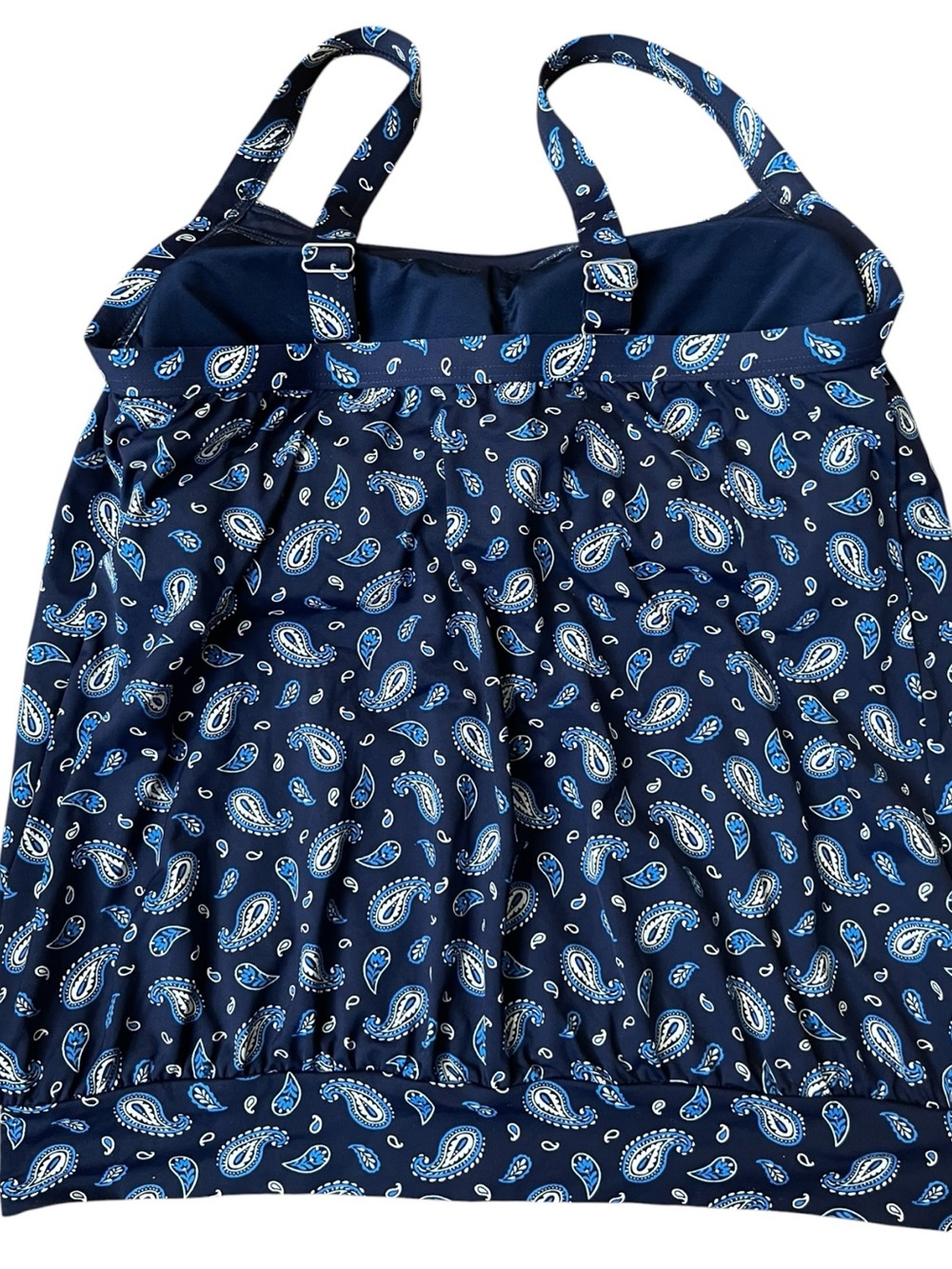 Land’s End Paisley Tankini Sz. 10 Mastectomy Adjustable Straps Shelf Bra Swim - Picture 3 of 7